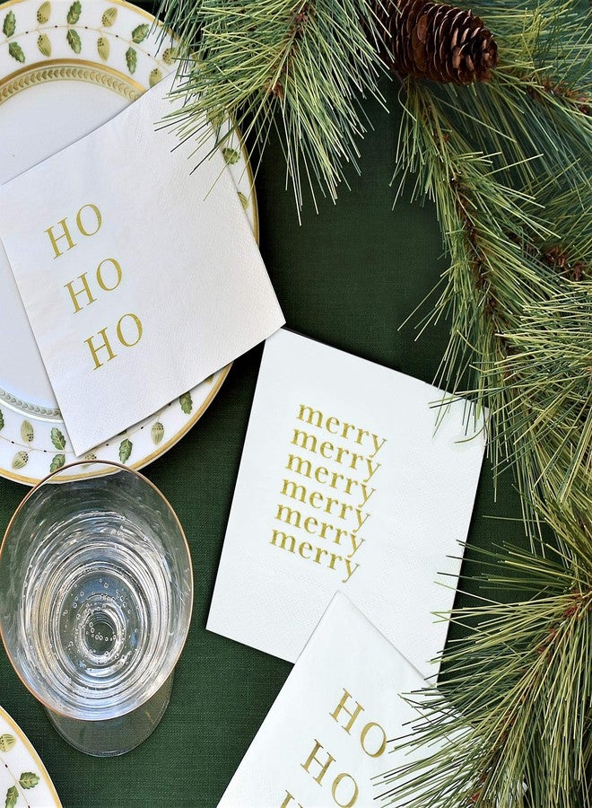 Sunshine Supply Merry Christmas Cocktail Napkins - Gold Foil 3-Ply Disposable Holiday Napkins for Christmas Parties, Holiday Hosting and Festive Cocktail Bars - Image 4